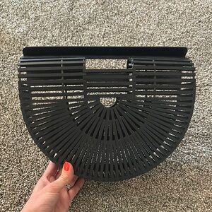 Chic Black Bamboo Handbag